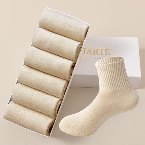 Image of MAGIARTE Womens Mini Crew Socks Pure Cotton 6-Pack | Athletic,Casual,Seamless Toe,Moisture Wicking,Combed Cotton, Anti-pilling Cotton,Gift box packaging,Stretch-to-fit design