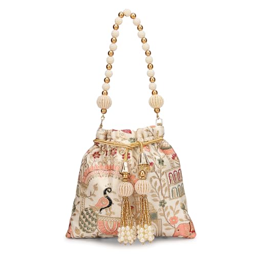 LONGING TO BUY Indian Ethnic Pearls & Sequence Potli Bag for Women, Wedding Potli Bag and For Ethnic Wear