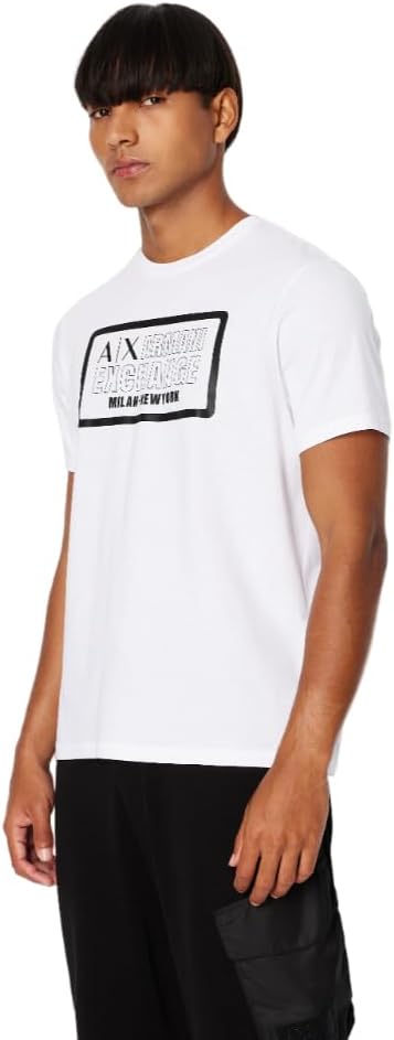 Armani Exchange Mens Regular Fit Box Logo Pima Cotton Tee