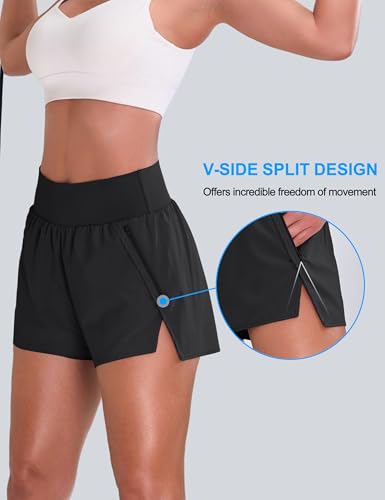 Blooming Jelly Womens High Waisted Running Shorts V Side Split Quick Dry Workout Athletic Shorts with Pockets 2025 2"4