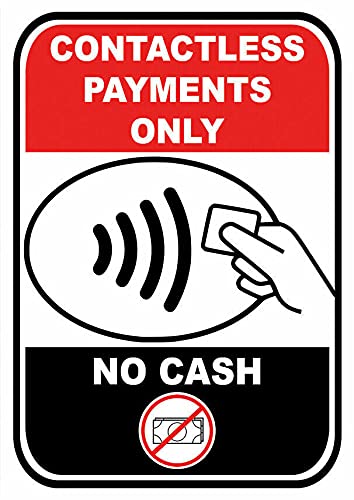 Chicbanners Notice Contactless Payment Only No Cash Credit Card Only Warning Safety Sign Self Adhesive Gloss Sticker 160mm x 125mm