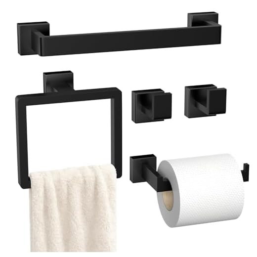 5-Pieces Matte Black Bathroom Hardware Accessories Set
