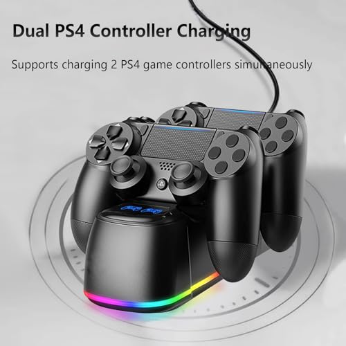 Cargador para Mando PS4, Estación de Carga para Mando PS4 con luz RGB y Carga Simultánea, Estación de Carga para Mando PlayStation 4/PS4 Pro/PS4 Slim - imagen 3