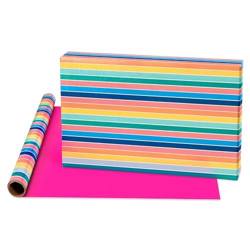 American Greetings 160 sq. ft. Reversible Wrapping Paper Set for Birthdays and All Occasions, Rainbow, Polka Dots, Stripes and Ombre (4 Rolls, 30 in. x 16 ft. each) by American Greetings - Image 3