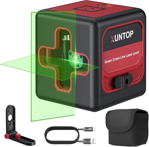 XUNTOP Laser Level, Rechargeable Green Laser Levels Cross Line To...