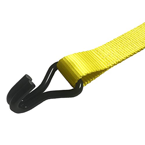 アヴィエラン(AVIELAN) ラッシングベルト 50mm幅 Jフック 巻取 9m 固定 1.5m イエロー (強化タイプ)