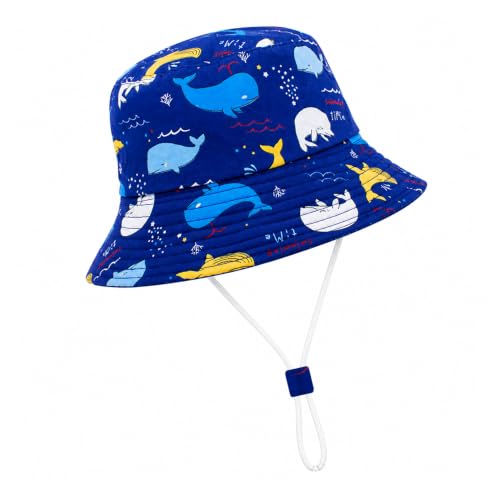 Image of VRITRAZ Unisex Kids Printed Bucket Hat | UV Protection Sun Hat with Adjustable Chin Strap & Summer Beach Travel Outdoor Cap for Toddlers & Children (4-12 Years)
