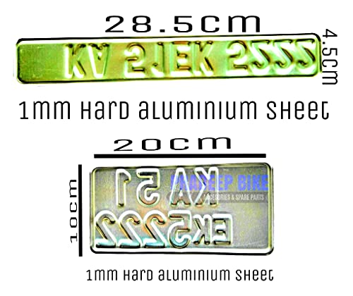 Image of IND Pradeep Bike Costomized Fancy Aluminium Bike Number Plate 2 PIECE, with Name or Number Embossed White | (Black Font) Without Any Serial Number (Non HSRP)