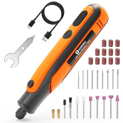 HARDELL Mini Cordless Rotary Tool kit 4V, 3 Variable Speeds Rotary Tool with 32pcs Accessories,Type-C Charging Power, for Engraving, Sanding, Grinding, Polishing, Etching, Diy Crafting