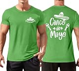 Cinco De Mayo Shirts for Men Mexico Mexican Shirt Sombrero Graphic T-Shirt Holiday Party Gift Short Sleeve Tee Tops(LightGreen, Large)