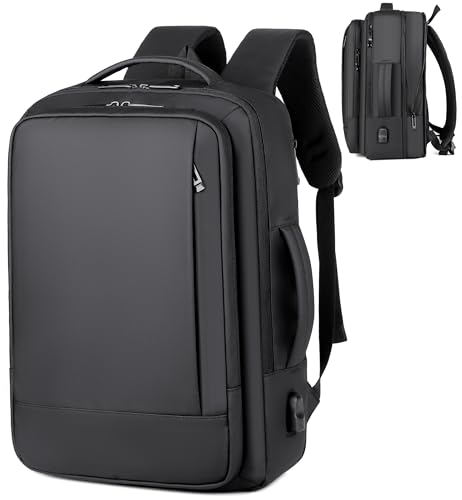 Mixroom - Zaino da Viaggio Porta PC Estendibile Per Uomo Valigia Bagaglio a mano Custodia Notebook fino ai 15.6 pollici Con Ricarica USB Lavoro Scuola Nero Z28