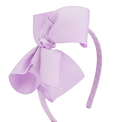 MEEDEE Light Purple Big Bow Headband Solid Grosgrain Ribbon Hair Bow Fashion Party Makeup Cosplay Holiday Headwear Handmade