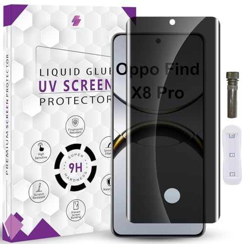 Image of Advanced HD+ UV Privacy Tempered Glass Screen Protector for Oppo Find X8 Pro (6.78 Inch, Pack of 1) Edge to Edge Coverage Anti-Spy /Anti-Peeping 9H Hardness Screen Guard with Installation Kit