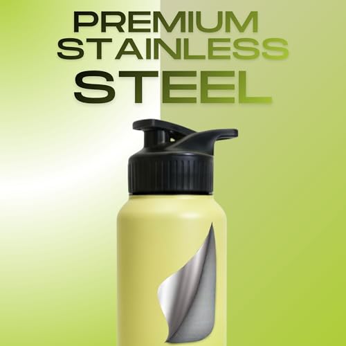 Image of Speedex Customised Stainless Steel Water Bottle 1 Ltr with Name - Personalised Engraved Sipper Cap Bottle for Kids, Men & Women, School, Gym, Office Lime Green, Set of 1