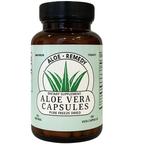 Aloe Remedy Aloe Vera Capsules 180 Count Freeze Dried Gel and Leaf Powder for IC BPS Support Digestive and Bladder Health Made in USA Natural Supplement