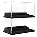 Minifigure Display Case for Action Figures Blocks, Dustproof Acrylic Display Box Storage with 3 Movable Steps for Collection Models Minifigures, Bricks Blocks Toys, Black(2 Pack)