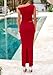 PRETTYGARDEN Maxi Skirt Sets Women 2 Piece Outfits Summer 2025 Spring One Shoulder Sleeveless Ruched Bodycon Long Skirts (Red,Medium)