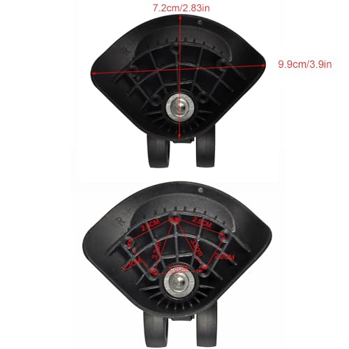 2Pcs Replacement Swivel Wheels, 3.1 x 3.5 x 2.2inch, 360 ° Swivel Plastic Luggage Suitcase Wheels, Universal Wheel Draw Bar Box Accessory-Black