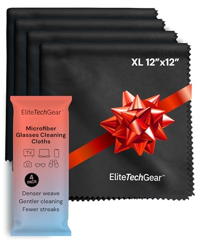 Elite Screens Oversized Microfiber Eye Glass Clean Cloths - 12