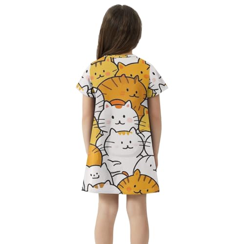 Vestidos de verano de moda para niñas con divertido diseño de gato 4