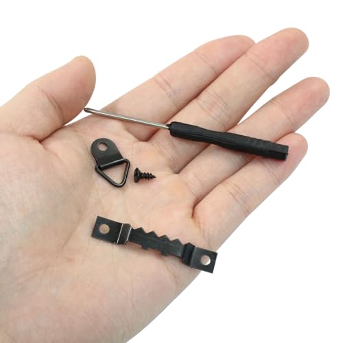 Image of Hordion Picture Hanging Kit, 50 Pcs Sawtooth Picture Hangers, 50pcs Triangle D-Ring Hangers, 150pcs Screws and 1 Pcs Screwdriver for Hanging Canvas Paintings Photos Frames Artworks Crafts