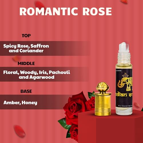 Image of Romantic Rose Attar - Alcohol-Free Natural Rose Perfume Oil | Long-Lasting Floral Fragrance for Women & Men | 8ml Roll-On Ittar | Soft & Sensual Scent