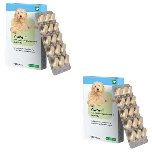 cp-pharma VivoSyn | dwupak | 2 x 30 kapsułek | karma uzupełniająca dla psów | do stabilizacji fizjologicznego trawienia | wysoko skoncentrowany synbiotyk