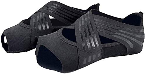 ZYEZI Non Slip Yoga Socks, Toeless Anti-skid Grips For Yoga, Pilates, Barre, Ballet, Fitness, Barefoot Workout, Trampoline 35-36 black