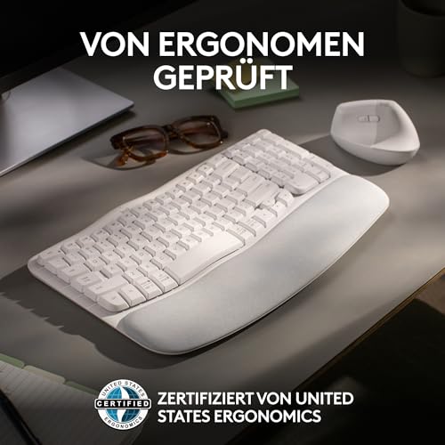 Logitech Wave Keys kabellose ergonomische Tastatur (Weiß) – Ansicht 5