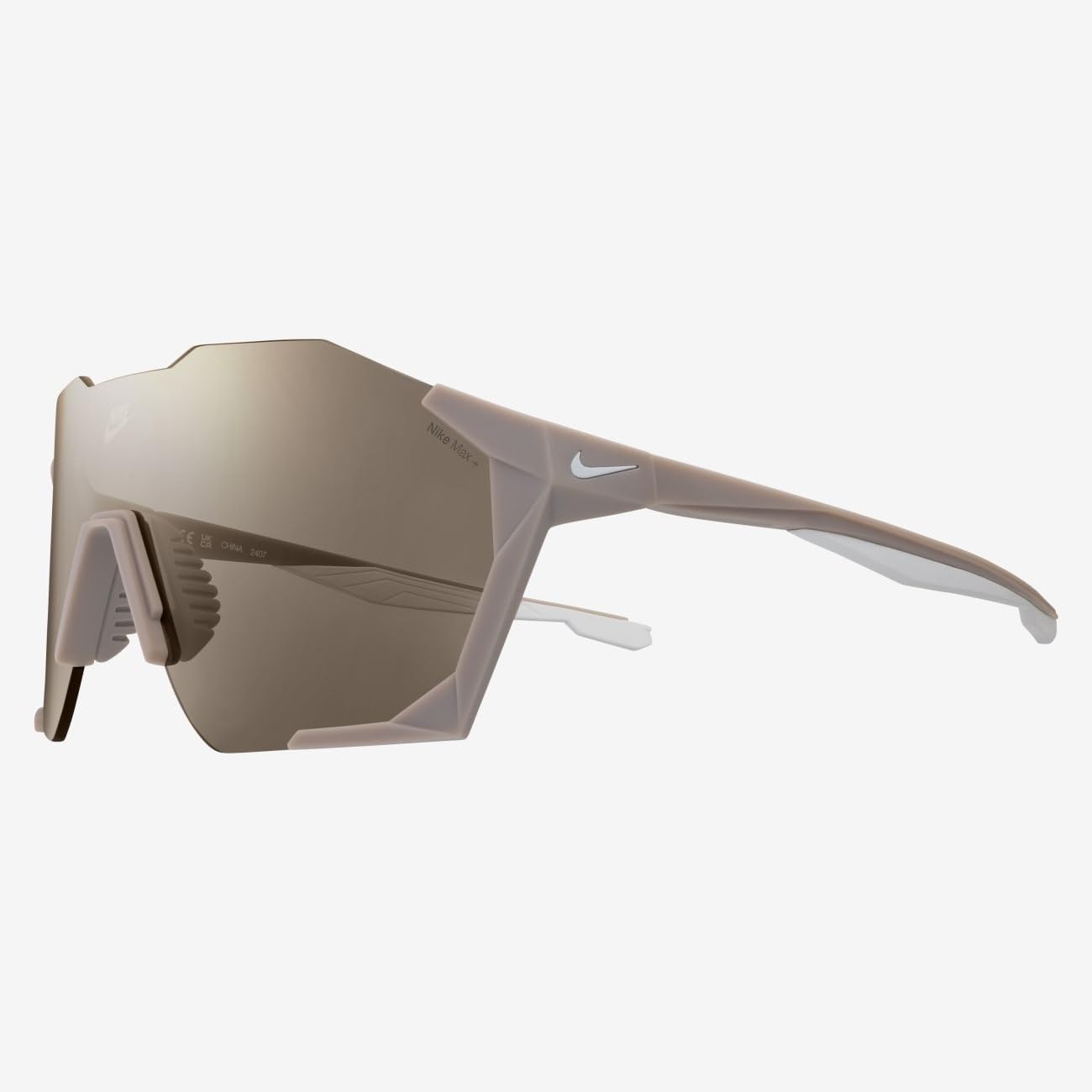 Nike Charged Shield IB3518X Sport Sunglasses Running Cycling Outdoor Performance Sunglasses, Matte College Grey/Gold Mir, One Size