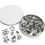 KeyZone 12 Pcs Small Stainless Steel Flower & Leaf Cookie Cutter Set Fondant Biscuit Cutter Cake Mol