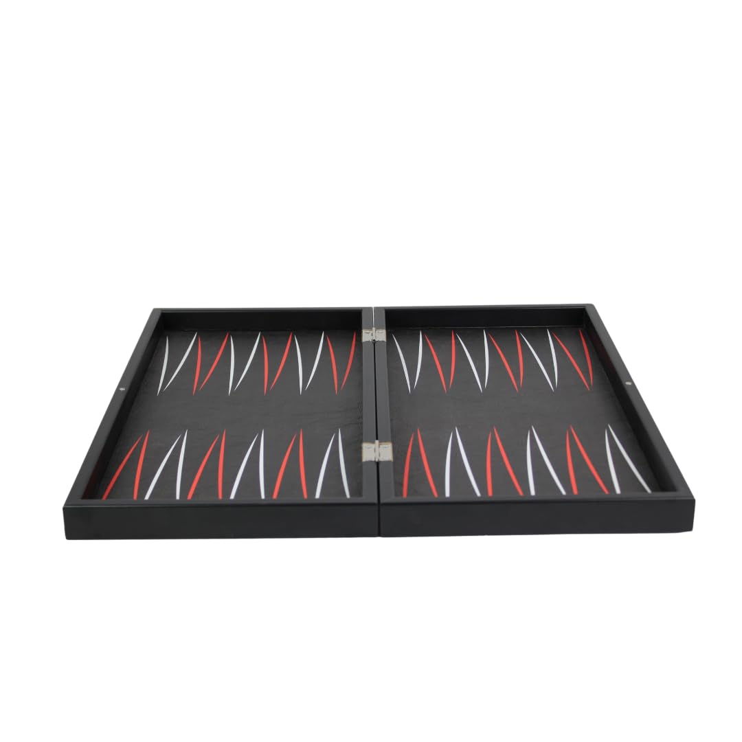 45 cm skóra ekologiczna Midnight Black Design Backgammon zestaw