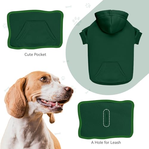 Image of Dog Sweaters for Large Dogs Dog Hoodie Pet Sweater Solid Soft Brushed Fleece Pet Clothes Hoodie Sweatshirt with Pocket(Green-XL)