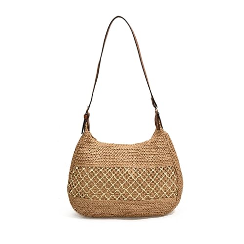 Image of Straw Bags For Women, Summer Beach Purse Tote Large Woven Shoulder Bag Vacation Handbags Underarm Bag Summer Straw Purses