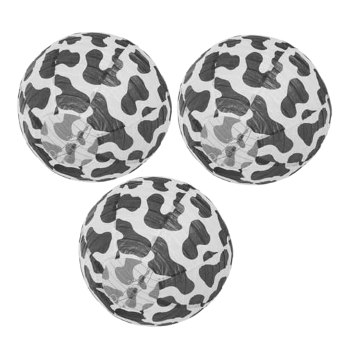 TOYANDONA 3Pcs Cow Party Hanging Lanterns Round Paper Lampshade for Birthday Farm Themed Decorations Barnyard Ornament for Cowgirl Shower Supplies