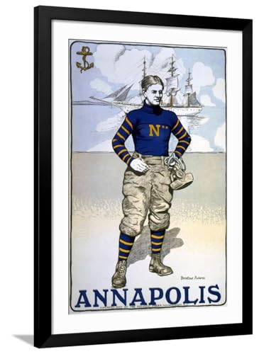 ART.COM Wall Art Print Portrait of a Us Naval Academy Player, Bristow Adams, Artist, 1902 on Black Frame, 32" x 44"