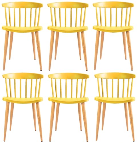 Image of Finch Fox Scandinavian Stylish & Modern Furniture Plastic Living Room Dining Chairs for Cafeteria Seating, Side, Kitchen, Restaurants, Hotels in Yellow Color (Set of 6)