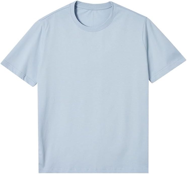 Men Casual Basic Short Sleeves Fashion Cotton Round Neck T-Shirt Breathable Sweat-Wicking Pullover Vest Blue