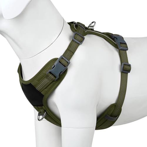 Plutus Pet No Pull Dog Harness, Release at Neck, Soft Padded, Reflective Adjustable Dog Vest Harness for Small, Medium, Large Dogs(Ranger Green, S)