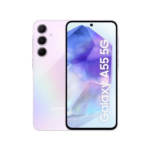 Samsung Galaxy A55 5G Smartphone, Android-Handy ohne Vertrag, 128 GB - 8 GB RAM, 2 Tage Akkulaufzeit, 50-MP-Kamera, Awesome Lilac, 2,5 Jahre Herstellergarantie