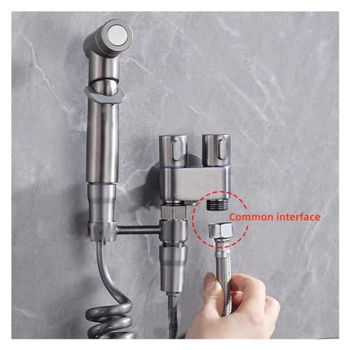 Rociador de bidé de mano con control de presión ajustable para ducha íntima de baño 7