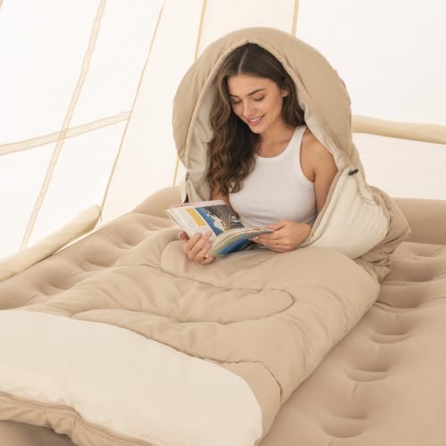 Bolsa de dormir con capucha para camping para adulto, bolsa cálida miniatura 2