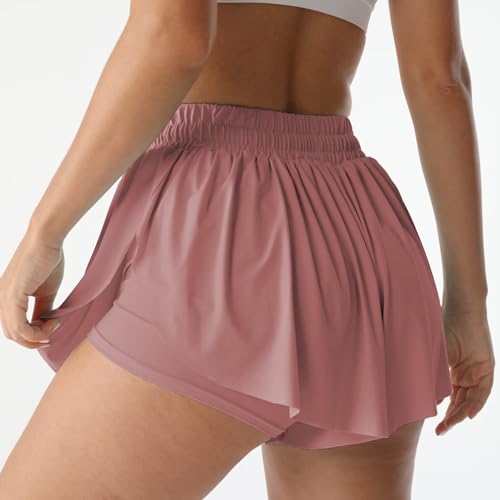 Image of Flowy Athletic Shorts for Women Running Tennis Butterfly Shorts Girls 2-in-1 Double Layer Quick-Drying Comfy Shorts