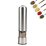 SLKIJDHFB Molinillo eléctrico de pimienta en acero inoxidable, utilizado principalmente para moler sal y pimienta gruesa en la cocina, apto para moler muchas especias…