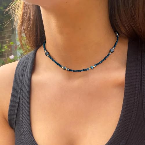 Beaded Necklaces for Women Summer Beach Beaded Necklace Bead Choker Boho Necklaces for Women Handmade Summer Jewelry Stainless Steel 18K Gold Plated2