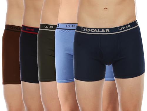 Dollar Lehar Mens Combed Cotton Trunk - Pack of 5 - Actual Colour May Vary
