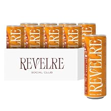 Revelre - Non-Alcoholic Mocktails with Adaptogens & Ketones, Clean Energy, Focus and Calming Ingredients - Magnesium, B12, Reishi & Cordyceps Mushrooms - Peach Ginger, 12 oz 8 Pack