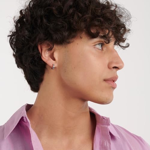 S'agapõ Orecchino Uomo, Orecchino Singolo A Cerchio In Acciaio E Cristalli | Collezione Rogue - SNP36 - 2