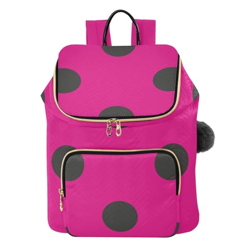 Sac à dos à pois rose vif pour femme idéal pour le métro, le voyage et le shopping