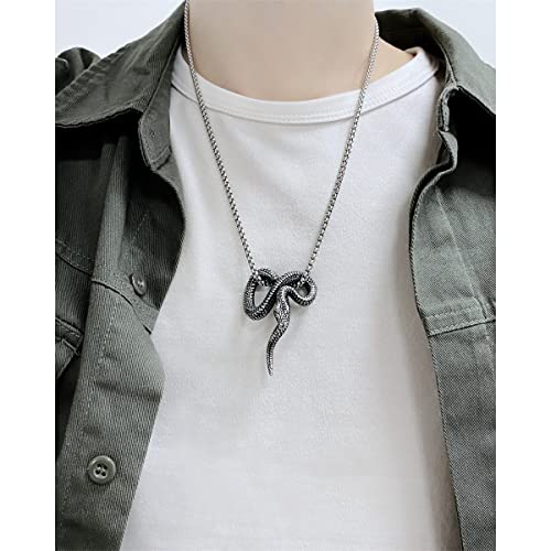 Stainless Steel Black Python Pendant Necklace Vintage Snake Personalized Necklace for Men Gift2